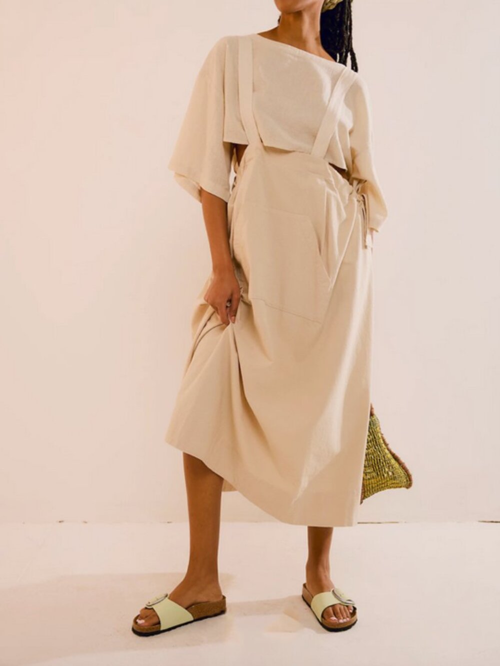 Free People Pinafore Co-ord 2 Pc Double Down Skirtall Peasant Prairie Pastoral